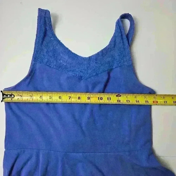 Express Peplum Tank Top Blue Lace Detail Zip Back Size Large - Picture 2 of 6